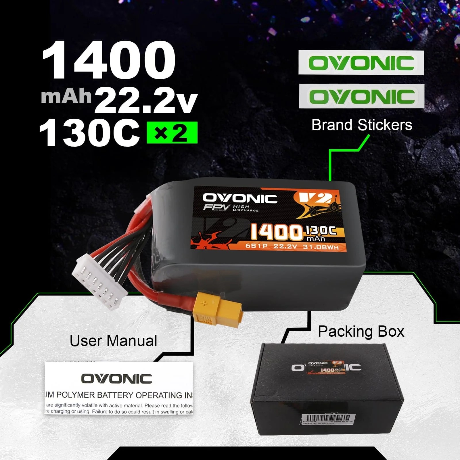 بطارية Ovonic 6S 1400mAh 130C  - مراجعة Walksnail Avatar Hd Goggles X وسعره