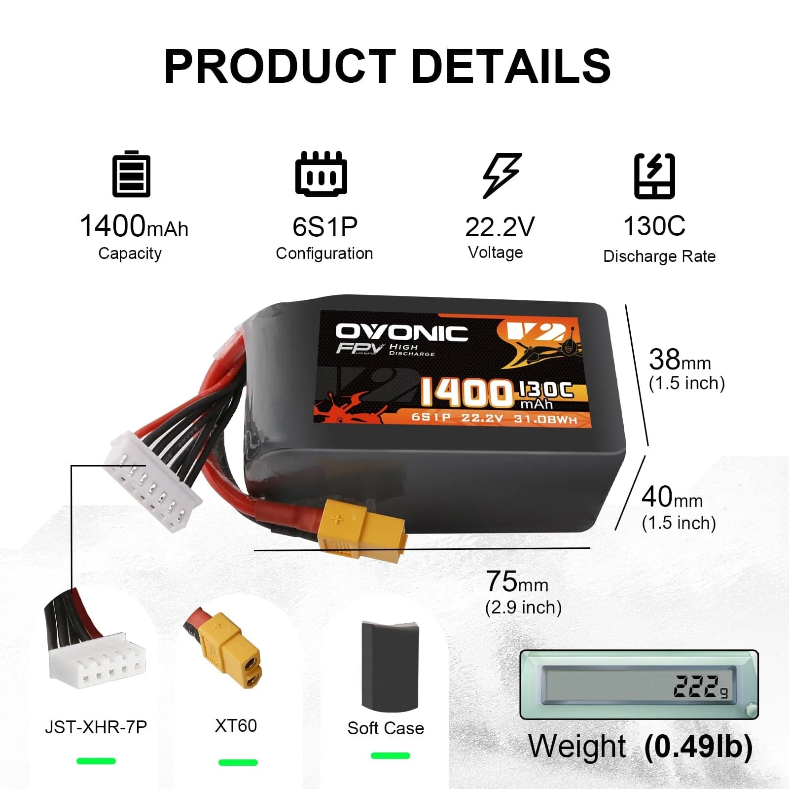 بطارية Ovonic 6S LiPo 22.2 فول - مراجعة Walksnail Avatar Hd Goggles X وسعره